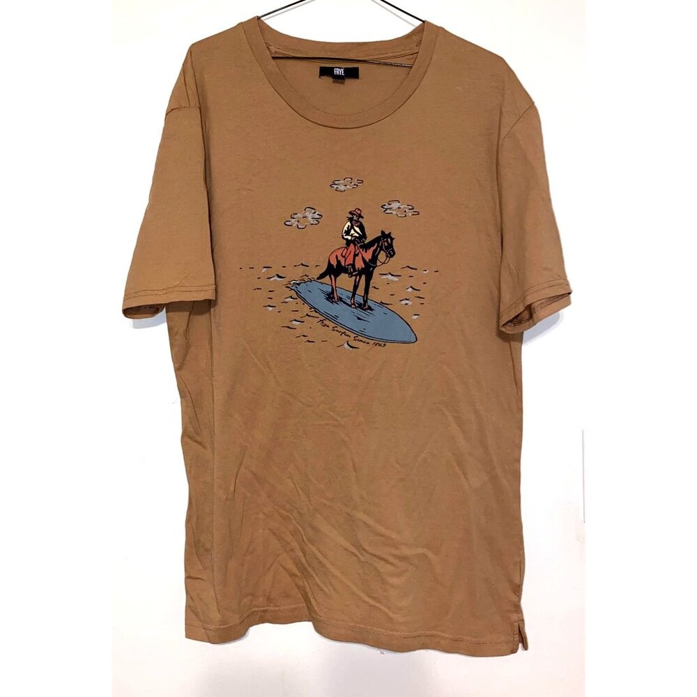 Men's Frye Off-Duty Cowboy Desert Graphic Tee Tan Beige Size Large